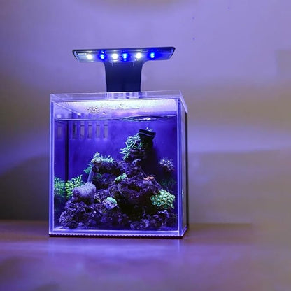Clip-on Aquarium Light 5w (3 Timers, 3 Modes, 10 Dimming, Split Power) for Coral, Reef, Saltwater Fish, Algae Scrubber Nano/Mini/Pico/Refugium Tank,1-5Gallon(5-8in) Aquarium