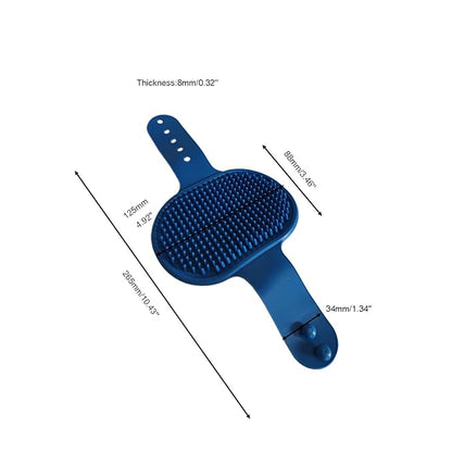 2Pcs Pet Brushes Dog Bath Brushes Cat Massage Bath Pet Cleaning Gloves with Adjustable Ring Handle,Blue