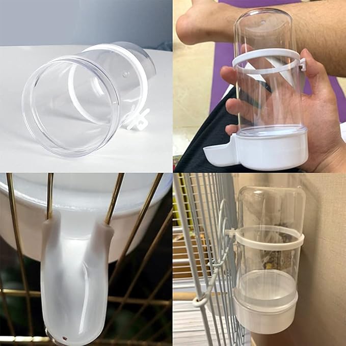 Pet Bird Water Feeder, 13.5 Oz Parrot Water Dispenser, Bird Cage Suspended Automatic Water Dispenser for Parakeet Budgie Lovebirds Cockatiel (1PCS)