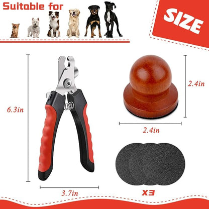 Dog & Cat Pets Nail Clippers and Trimmers with Nail File for Dogs w/ 3 Replaceable Sandpapers Round Relaxing Dog Nail Trimming Board, Dog Grooming Clippers Claw Trimmer with Safety Guard