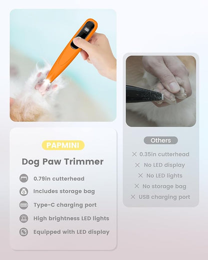 Dog Trimmer with LED Display, Ultra-Low Noise Cordless Dog Clippers for Grooming Paws, Ears, Face, Rump