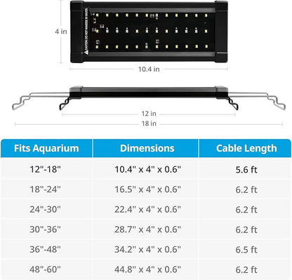 NICREW ClassicLED Plus LED Aquarium Light with Timer, 10 Watts, for 12 to 18 Inch Fish Tank Light, Daylight and Moonlight Cycle