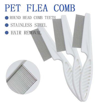 3 Packs Pet Hair Comb Grooming Comb Kit Massage Dual-Sided Comb for Small Dogs Puppies Dog Combs Tooth Stainless Grooming Massage Dual-Sided Comb White