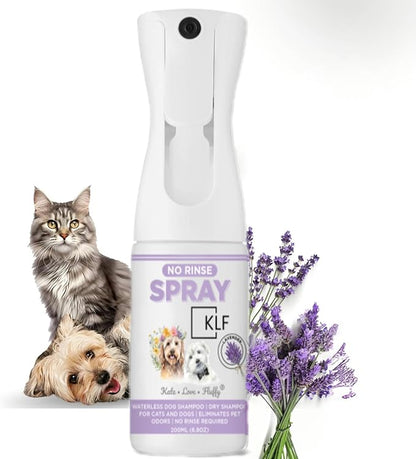 Dogs & Cats Dry Shampoo No Rinse spot Cleaning Deodorant Light Lavender Scent 200ml Spray Mist