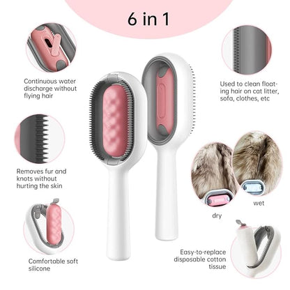 Cat Brush with Water Tank Pet Hair Removal Comb Slicker Brushes for Dogs Cats Grooming Tool Removes Loose Undercoat Mats Tangled Hair Brush for Pet Massage (LongHaired Pink)