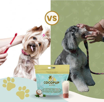 Dog Teeth Cleaning Wipes Ear Nose Paws Fur Cleaner Pure Coconut Oil