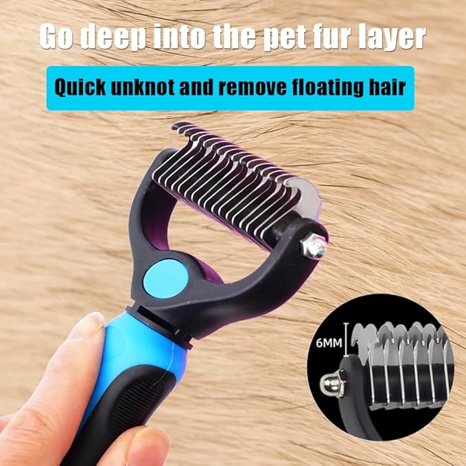 Dycaku Pet Grooming Dog and Cat Hair Removal Brush Tool Hair Removal comb mat Hair removal Safe hair remover double-sided metal comb for cats and dogs with long or short pet hair