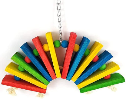 Litewoo Bird Parrot Parakeet Toys, Colorful Bite Wood Swing Toy for Small Medium Parakeet Cockatiel Budgie Cockatoo Macaw Conure Parrot（A）
