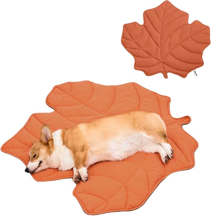 Dog Blanket Mat for Dogs Cats, 40_46" Leaf Design Pet Blankets Cover Machine Washable Double-Sided for Bed Couch Sofa Floors Furniture Protection, Maple Red