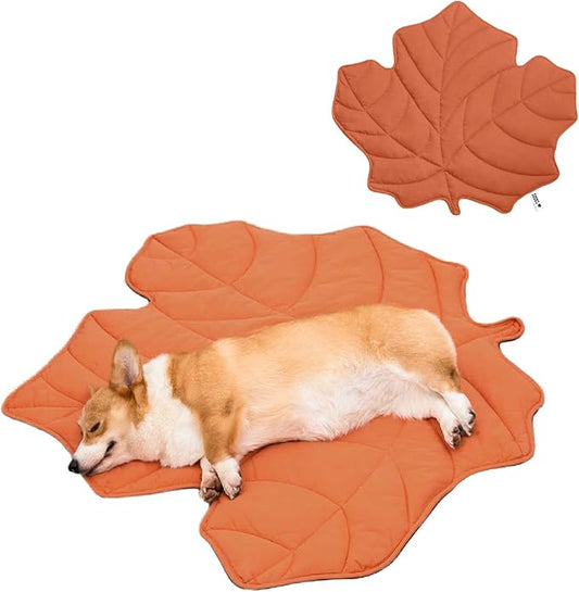 Dog Blanket Mat for Dogs Cats, 40_46" Leaf Design Pet Blankets Cover Machine Washable Double-Sided for Bed Couch Sofa Floors Furniture Protection, Maple Red