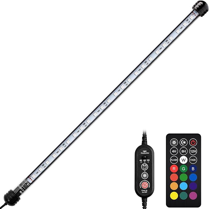 NICREW LED Aquarium Light, 19 Inches Submersible Fish Tank Light, Waterproof Underwater Light with Multicolor Option