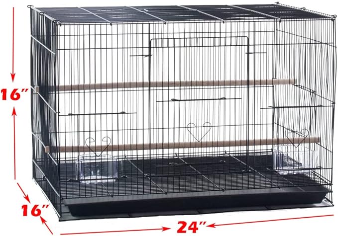 Lot of 6 Aviary Breeding Bird Finch Parakeet Aviary Canary Lovebird Budgie Flight Cage 24"x16"x16"H (Black)