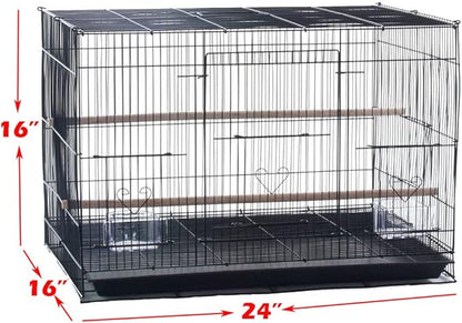 Lot of 6 Aviary Breeding Bird Finch Parakeet Aviary Canary Lovebird Budgie Flight Cage 24"x16"x16"H (Black)