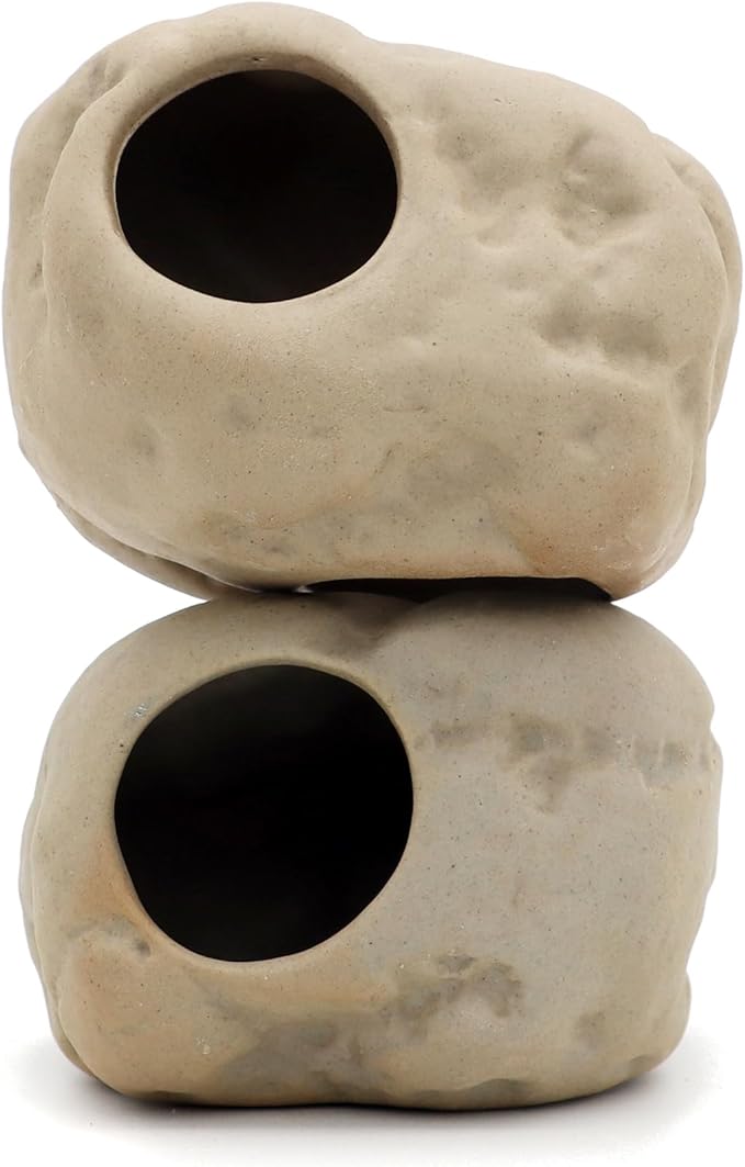 Ceramic Aquarium Decorations, Stackable Rock Caves Betta Fish Tank Accessories Rock Cave Decor (101x2)