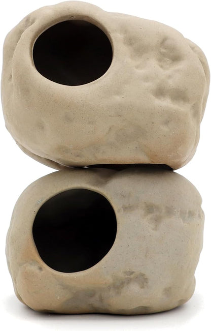 Ceramic Aquarium Decorations, Stackable Rock Caves Betta Fish Tank Accessories Rock Cave Decor (101x2)