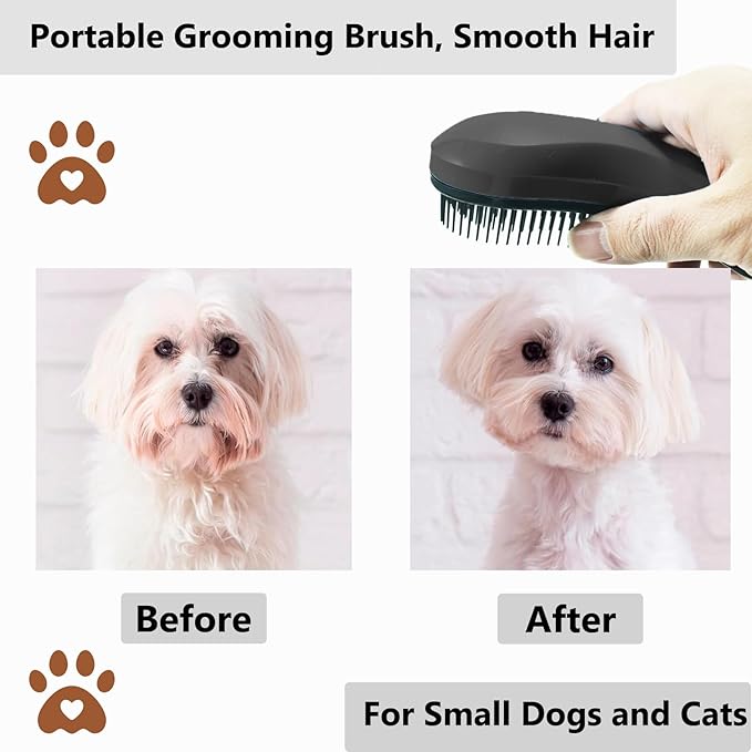 Puppy Brush, Soft Dog Brush for Grooming, Puppy Hair Remover Brush Comb, Grooming Tool for Poodles, Teddy, Yorkies, Maltese, Shih Tzu, Chihuahua, Black