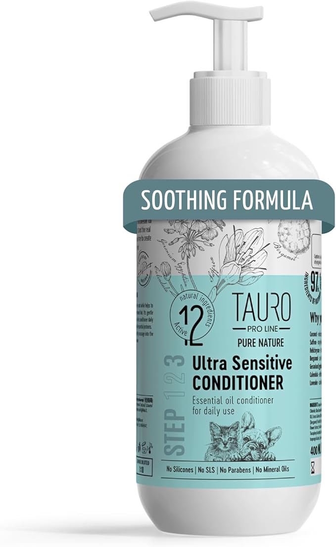 Pure Nature Ultra Sensitive Conditioner for Dogs and Cats with Sensitive Skin & Coat Sulfate Parabens SLS Free Natural Composition Gentle Grooming Product with Essential Oils