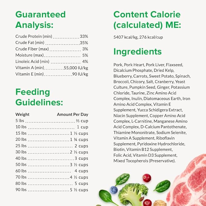 ULTIMATE PET NUTRITION Nutra Complete Raw Freeze Dried Dog Food, Veterinarian Formulated with Antioxidants, Prebiotics & Amino Acids (1 Pound, Pork)