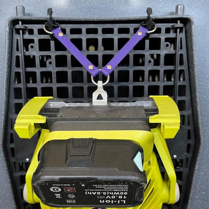 SparkDog Collars Dog Crate Fan Hanger, HotDawg Utility Strap, BioThane Ryobi P3320 Fan Hanger for Ruffland Dog Kennel, Bucket Holder Utility Strap - Made in The USA (Purple)