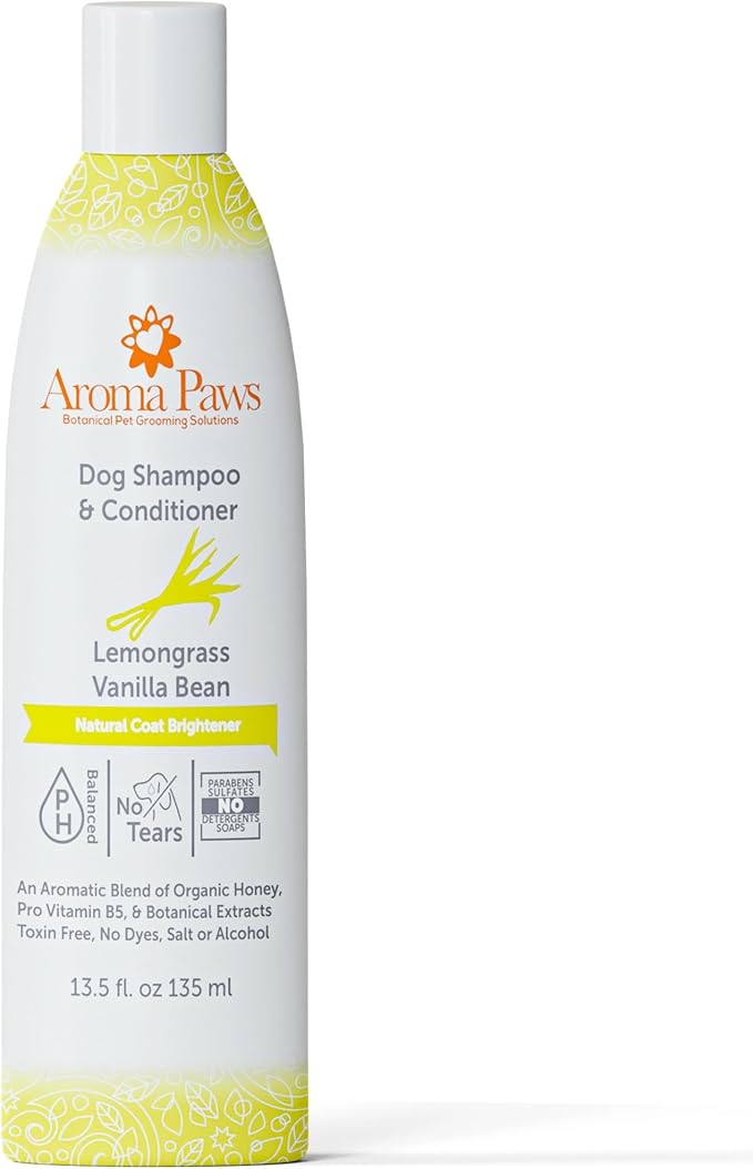Dog Shampoo  Cleansing Wash, Conditioning, Moisturizing  Healthy Ingredients  Aromatic Grooming Puppy Shampoo  Tearless Cleaner, Lemongrass Vanilla Bean 13.5 oz