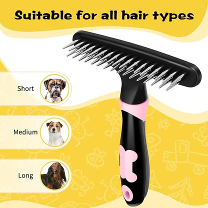 Pet Hair Remover, Portable Dog Cat Hair Remover Lint for Hairball, Fuzz, Carpet Restoration, Carpet Rake, Carpet Groomer Rake, Shag Rug Rake, Hair Cleaner Suitable for Rug and Carpet (Bone Pink)