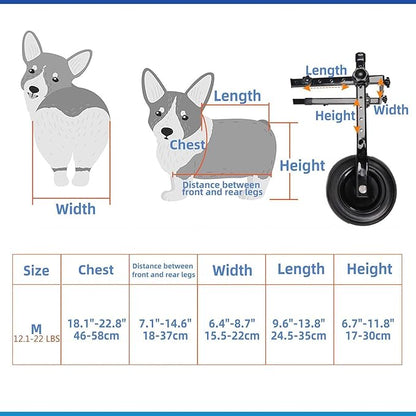 Dog Wheelchair for Back Legs, Dog Wheelchair Cart, Doggy/cat Wheelchair with Disabled Hind Legs Walking, Mobility Aids for Small Pets Hind Limbs, Dog Carts with Wheels, Light Weight