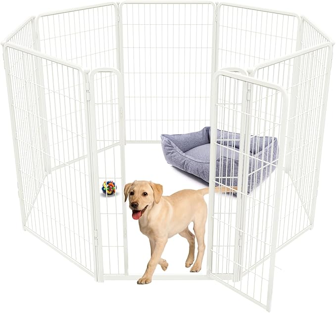 FXW Homeplus Dog Playpen for Indoor Use - Stress-Free and Safe Play, Heavy Duty 45 Inch 8 Panels Dog Pen for Large Dogs, White_atented
