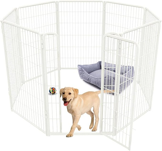 FXW Homeplus Dog Playpen for Indoor Use - Stress-Free and Safe Play, Heavy Duty 45 Inch 8 Panels Dog Pen for Large Dogs, White_atented