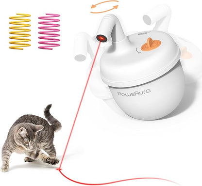 Cat Laser Toys, Automatic Cat Laser Toy Tumbler Design, Rechargeable Cat Laser Pointer 360°Irregular Rotation, 3 Modes Interactive Cat Toy for Indoor Cats of All Ages and Sizes (White)