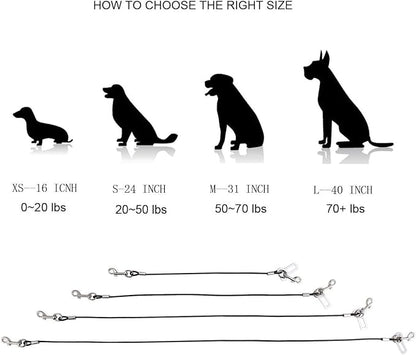 Dog Leash for Car, Stainless Steel Cable Chew Proof Dog Tetherï¼_et Vehicle Restraint Tetherï¼_og Lead with Double Clip Buckle Latch (40 inch)