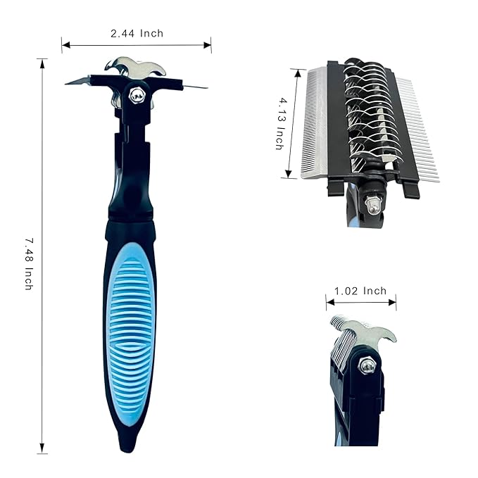 3-in-1 Pet Grooming Brush for Dogs & Cats  Double Sided Deshedding Tool with Stainless Steel Teeth, Detangler Comb & Undercoat Rake | Ergonomic Handle for Matted Fur Removal, Safe for Long/Short Hair