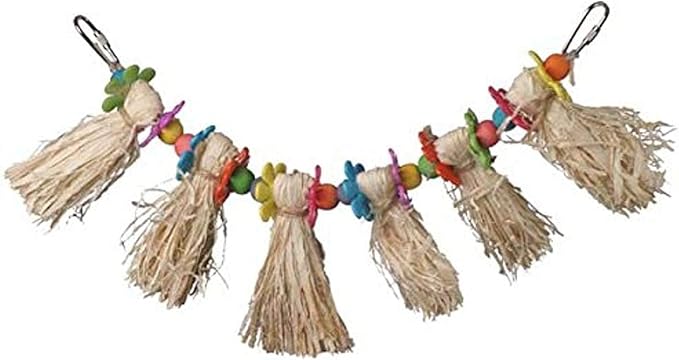 Super Bird Creations SB1094 Hula Skirt Bird Toy - Engaging Natural Bird Play - Ideal for Cockatiels Parakeets Parrots - Durable Enrichment Toy for Birds - Bird Size Small/Medium - 14" x 3" x 1.5"