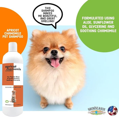 Apricot Chamomile Pet Shampoo for Dogs & Cats 16 oz. | Cruelty-Free | Paraben-Free | Biodegradable and Non-Toxic | Made in The USA