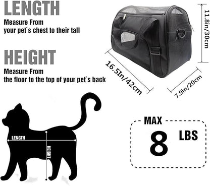 Cat Carrier,Soft-Sided Pet Travel Carrier for Cats,Dogs Puppy Comfort Portable Foldable Pet Bag Airline Approved (Small Black)