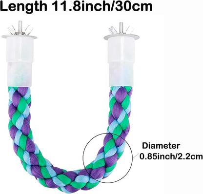 2Pcs 11.8__ird Rope Perches,Bendable Climbing Standing Chew Cage Toys Unique&Simulate Natural Color Bungee Toys for Small to Regular Size Birds