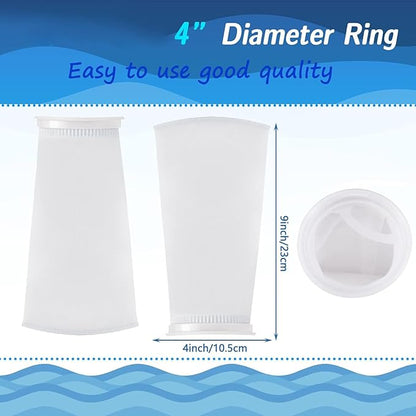 Jecery 16 Pack 4 Inch Ring Filter Socks 200 μm Aquarium Filter Bags Aquarium Socks for Tank Sump Saltwater Freshwater(9 × 4 inches)