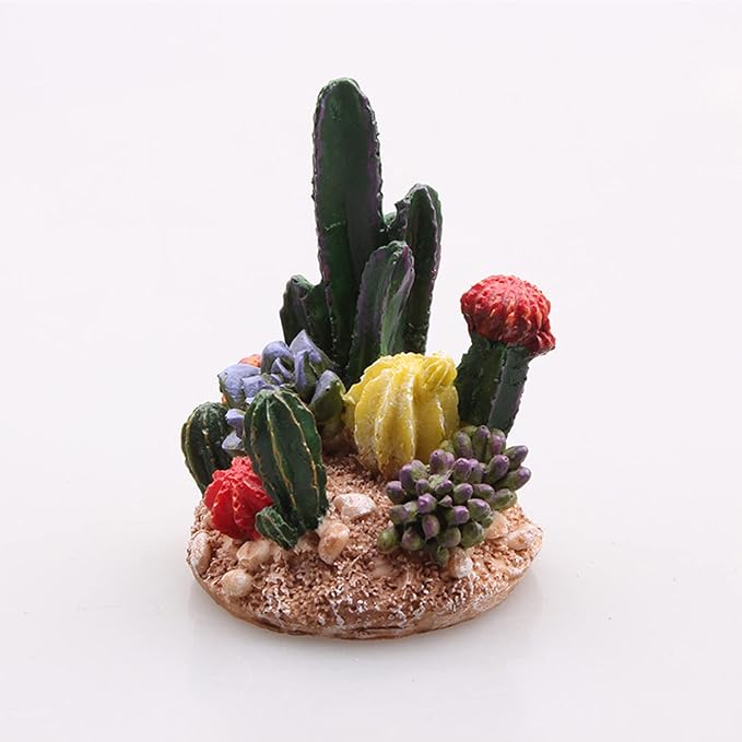 Succulents Cactus Plant Fish Tank Decorations Desert Oasis Decor Sculpture Collection Reptile Turtle Lizard Spider Tanks Terrarium Figurine Statue Décor Ornament Pet