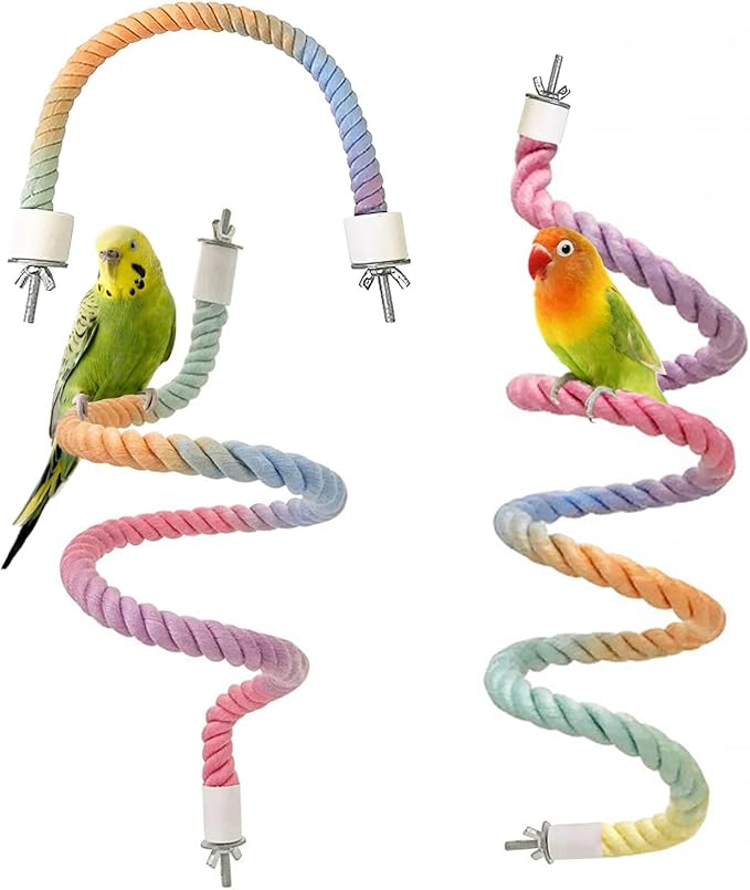 3pcs Gradient Colorful Bird Rope Perch Stand,Bird Cage Climbing Rope Toys Accessories,Bendable Climbing,Parakeet Lovebirds Cockatiels Budgies Play (15.7'',23.6'',39.3''B2)