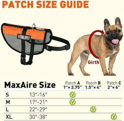 Dogline MaxAire Multi-Purpose Mesh Vest for Dogs and 2 Removable Emotional Support Patches, Large, Orange, (22"-29")