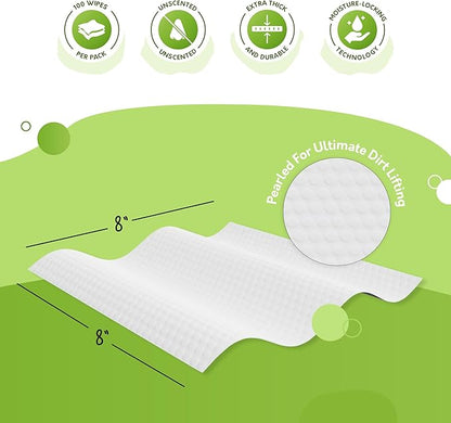 Lick-Safe Pet Wipes for Dogs & Cats - Vet-Approved & Hypoallergenic - Cleans Mud, Odors & Dander - Feline & Dog Wipes for Paws, Face & Butt - Earth-Friendly & Unscented Cat Cleaning - Pack of 200