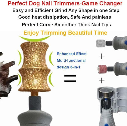 For Dremel Diamond Bit for Dog Nails-Dog Nail Grinder Attachment Bit Refill for Dremel 7760 pgk- Smooth, Painless Nail Care rotary tool accessories for small/Medium/Heavy-Duty Large Dog Cat Thick Nail
