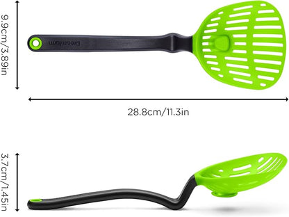 Dreamfarm Lestrain 2-in-1 Drip-Catching Sit-Up Slotted Cooking Spoon Scoop & Strainer - 11" Green