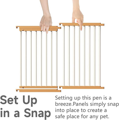 Dog Playpen Foldable Metal Pet Pen Fence Pet Door 8 Panels for Medium/Small Dogs, Indoor & Outdoor,Portable Pet Playpen for Camping, Yard and RV