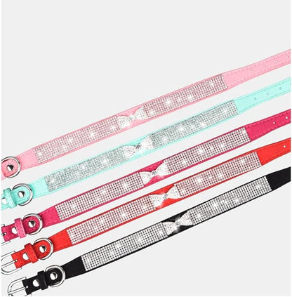 Diamond Dog Collars for Small Dogs, Rhinestone Puppy Collars with Leash, Sparkly Bling Jeweled Crystal Cat Collars for Girls Female XXS XS Small Medium Large Dogs Black L