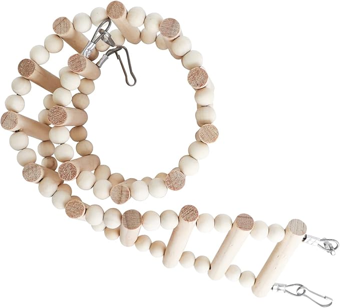 Rat Ladder Bridge Toy, Rat Climbing Toys, Natural Wooden Hamster Ladder Bridge Toy, Cage Accessories for Bird Parrots Parakeets Hamster Cockatiels Sugar Gliders - 18 Steps - 25.98 x 3.14 Inch