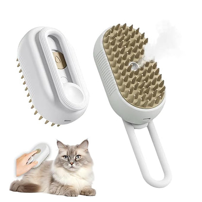 Steamy Cat Brush,3 In 1 Steamy Pet Brush,Cat Hair Brush With Steamer,Cat Comb With Steam,Cat Steamer Brush For Shedding,Steam Brush For Pets (white)