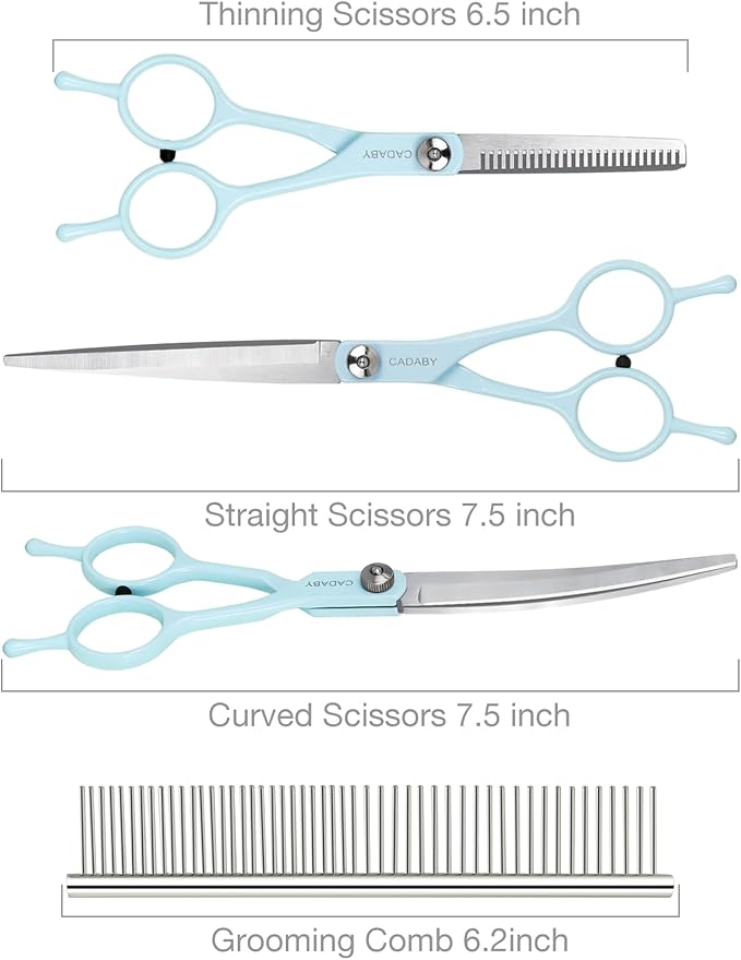 5 in 1 Dog Scissors for Grooming, Dog Grooming Scissors, Professional Pet Stainless Steel Shears, Sharp, Blue