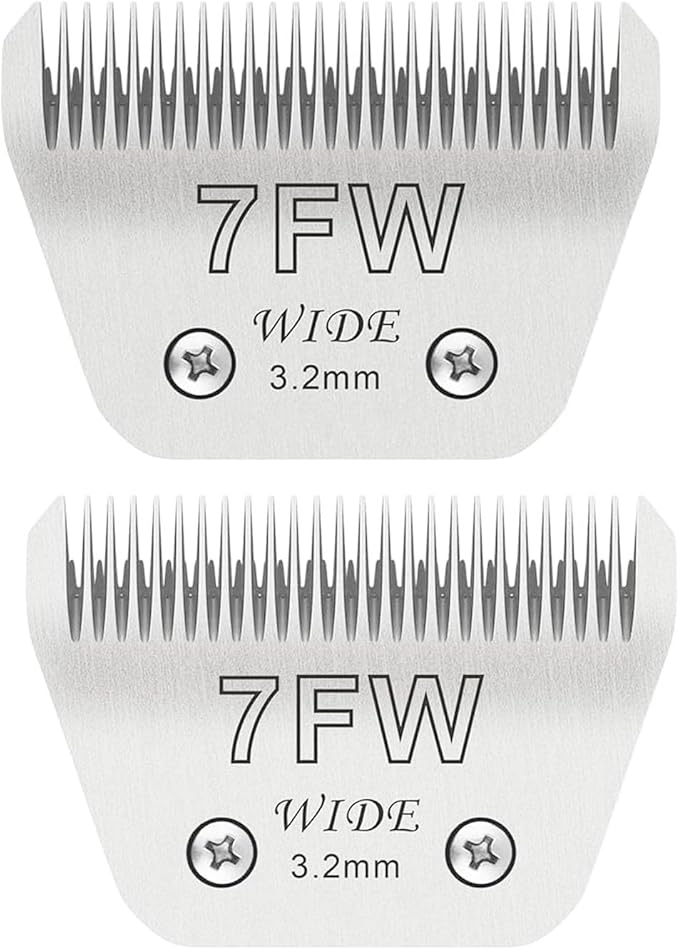 2PCS 7FW Wide Blades for Dog Grooming Blades Compatible with Andis,Oster A5,Wahl km10 Dog Clippers,Size-#7FW, 1/8-Inch Cut Length (3.2mm)(2pcs #7FW)