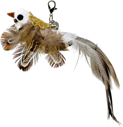 Interactive Bird Simulation Cat Toy Set, Interactive Cat Toys for Indoor Cats, Cat Feather Toy, Self-Holding Suction Base, 5 Replacement Birds, Feathers & Bells (5 Replacement Birds)