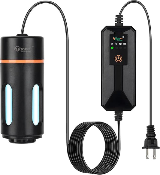 hygger Aquarium U-V Light with Timer, 360° Protective Shield Clean Light for Green Water and Algae Clean, Mini Algae Control Lamp for Freshwater and Saltwater Tank (3W for 5-25 Gallon)